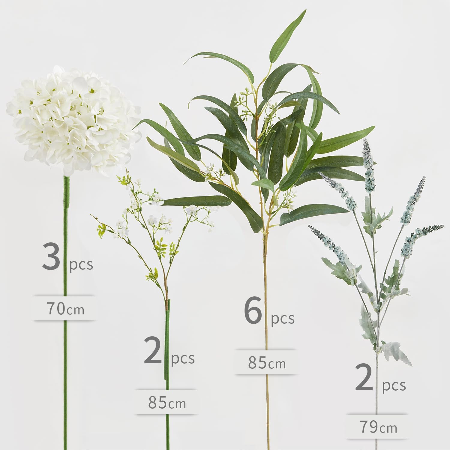 MISSPIN Artificial Flowers with Greenery Stems Faux Plants Indoor Branches for Tall Vase Ultra-Realistic