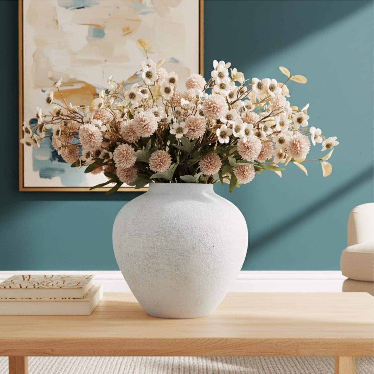Beige Silk Flower Arrangements Home Decor